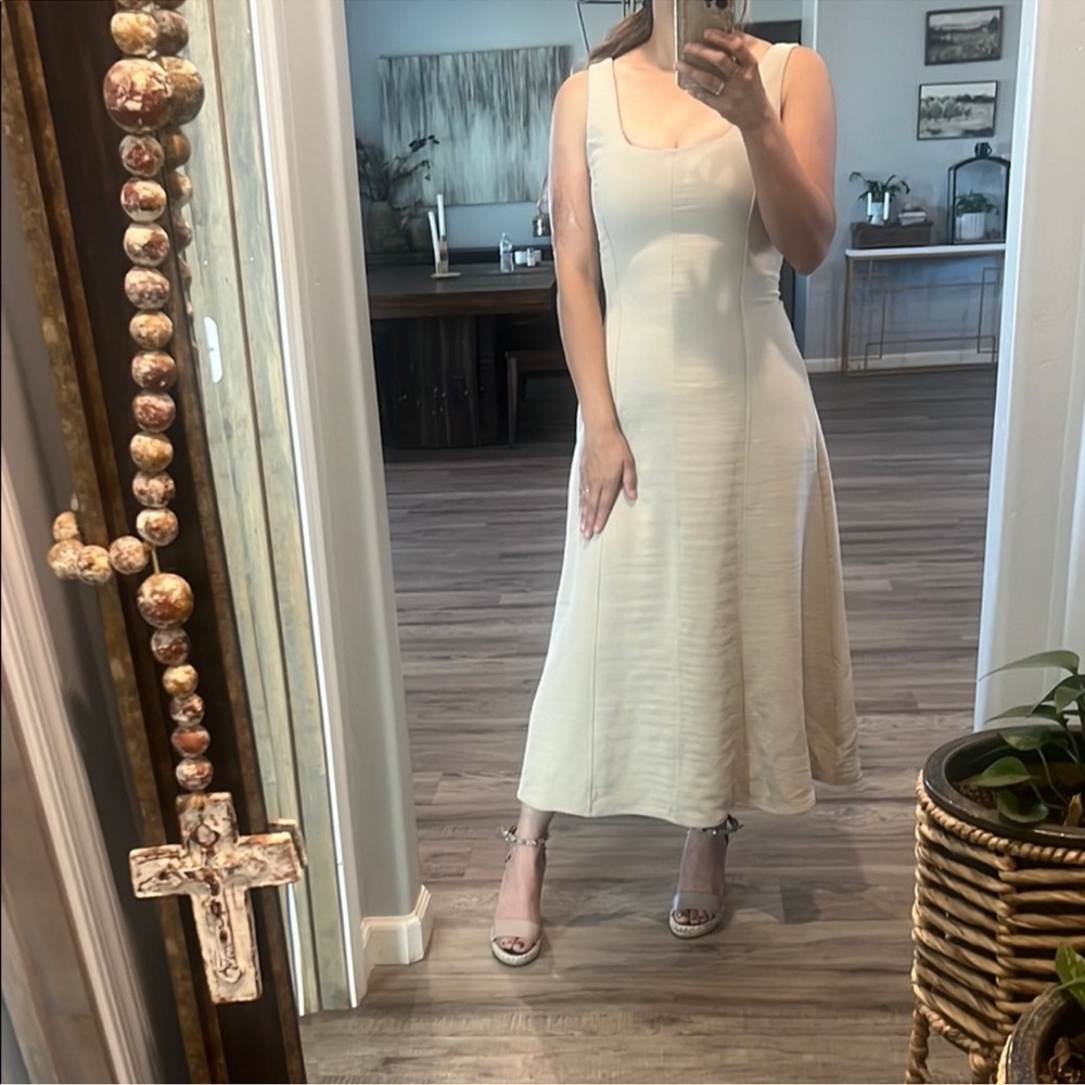 Joie Asymmetrical Cream Sundress for Wedding Guest